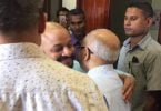 Dhiggaru MP Faris Maumoon with his father, former president Maumoon Abdul Gayoom, after the MP's trial at the Criminal Court. PHOTO / MIHAARU