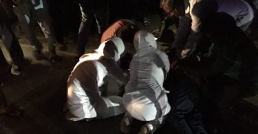 Paramedics at the scene of Tuesday night's accident in Maradhoo, Addu City. PHOTO / SOCIAL MEDIA