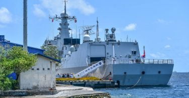 A frigate of the Chinese navy docked at Male. PHOTO: HUSSAIN WAHEED/MIHAARU