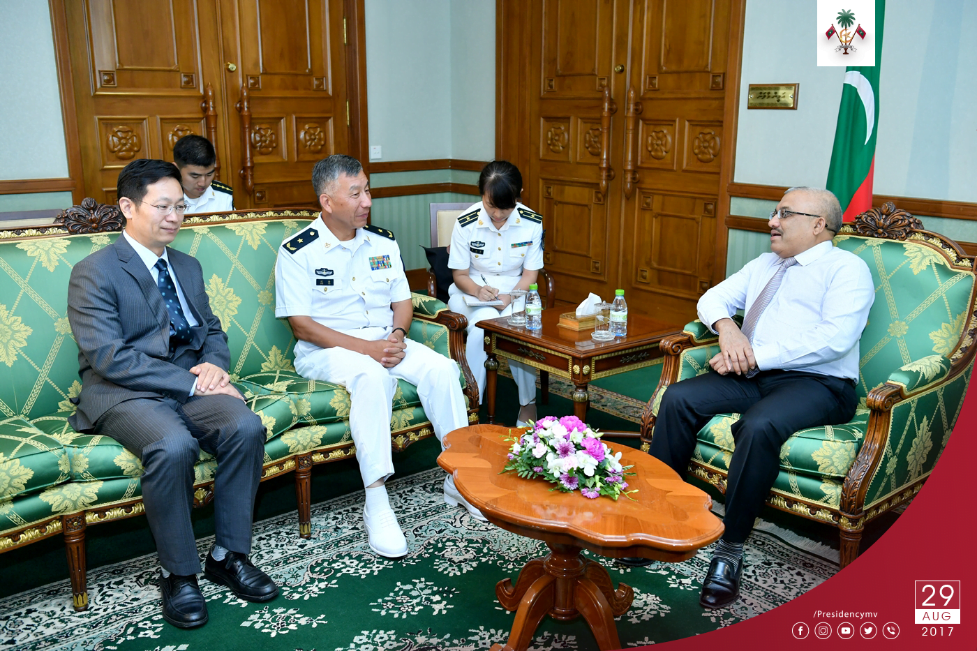 Commander of the Goodwill Fleet of China’s Navy pays a courtesy call on the Vice President  – Press Releases