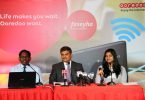 Ooredoo Maldives' CEO Najib Khan (C) and other company officials pictured at the launching of "Faseyha Home Broadband". PHOTO/OOREDOO