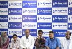 Master Hussain Ash-Ham Naseem, (Age 12), Dr. Lionel Raj D, Regional Medical Director, Dr. Agarwal’s Eye Hospital and Master Ahamed Zayan Shareet, (Age 15)