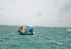 A boat in rough weather