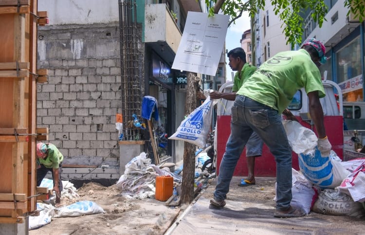 Bangladeshi workers at a construction project
