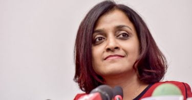 A file photo shows foreign minister Dhunya Maumoon at a press conference. MIHAARU PHOTO