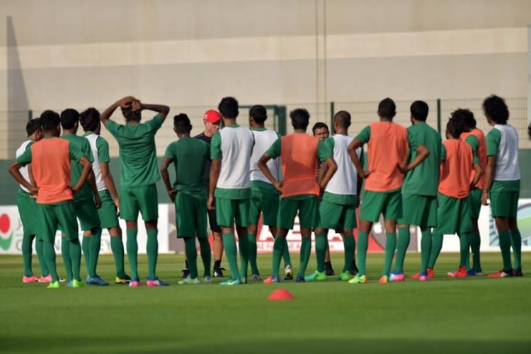 Maldives National football team at practice -- Photo by: fam