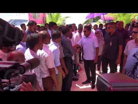 President arrives in Kolamaafushi Island, North Huvadhoo Atoll