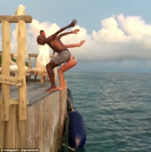 Sir Mo Farah has taken time out of competition and training to practice synchronised diving