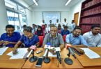 During the press conference held by lawyers who were suspended indefinitely over submitting a petition to the the Supreme Court raising concerns about the Maldivian judiciary. PHOTO: NISHAN ALI/MIHAARU