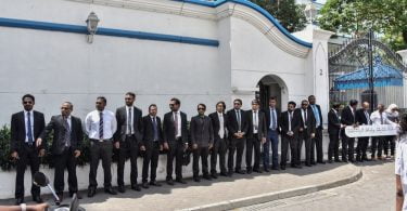 Lawyers gathered in front of the Supreme Court to submit a petition raising concerns over the Maldivian judiciary.
