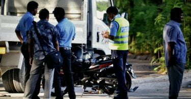 Police officers on scene of an accident in Hulhumale.