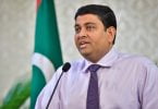 Fisheries Minister Mohamed Shainee speaks at press conference. PHOTO: NISHAN ALI/MIHAARU