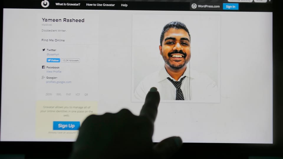 Maldivian police said Rasheed was found Sunday morning with multiple stab wounds in a house in the capital, Male. He died at a hospital. April 23, 2017