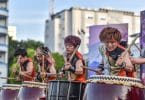 Members of SAI, a Japanese traditional drum group, pictured during their concert at the Republic Square, Male, on October 16, 2017. PHOTO: HUSSAIN WAHEED/MIHAARU