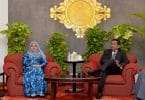 President Abdulla Yameen (R) and First Lady Fathmath Ibrahim (L) at the VIP lounge in Velana International Airport before he departed to the United Arab Emirates on Octover 16, 2017. PHOTO / PRESIDENT'S OFFICE