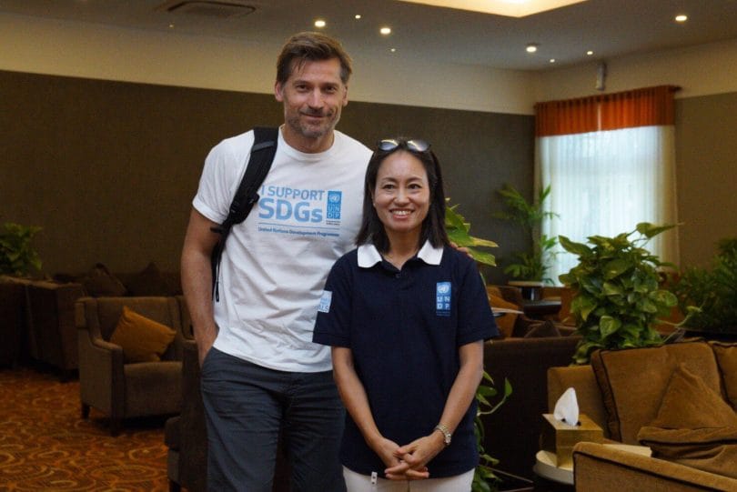Nikolaj Coster-Waldau with UN Resident Coordinator and UNDP Resident Representative to the Maldives, Shoko Noda