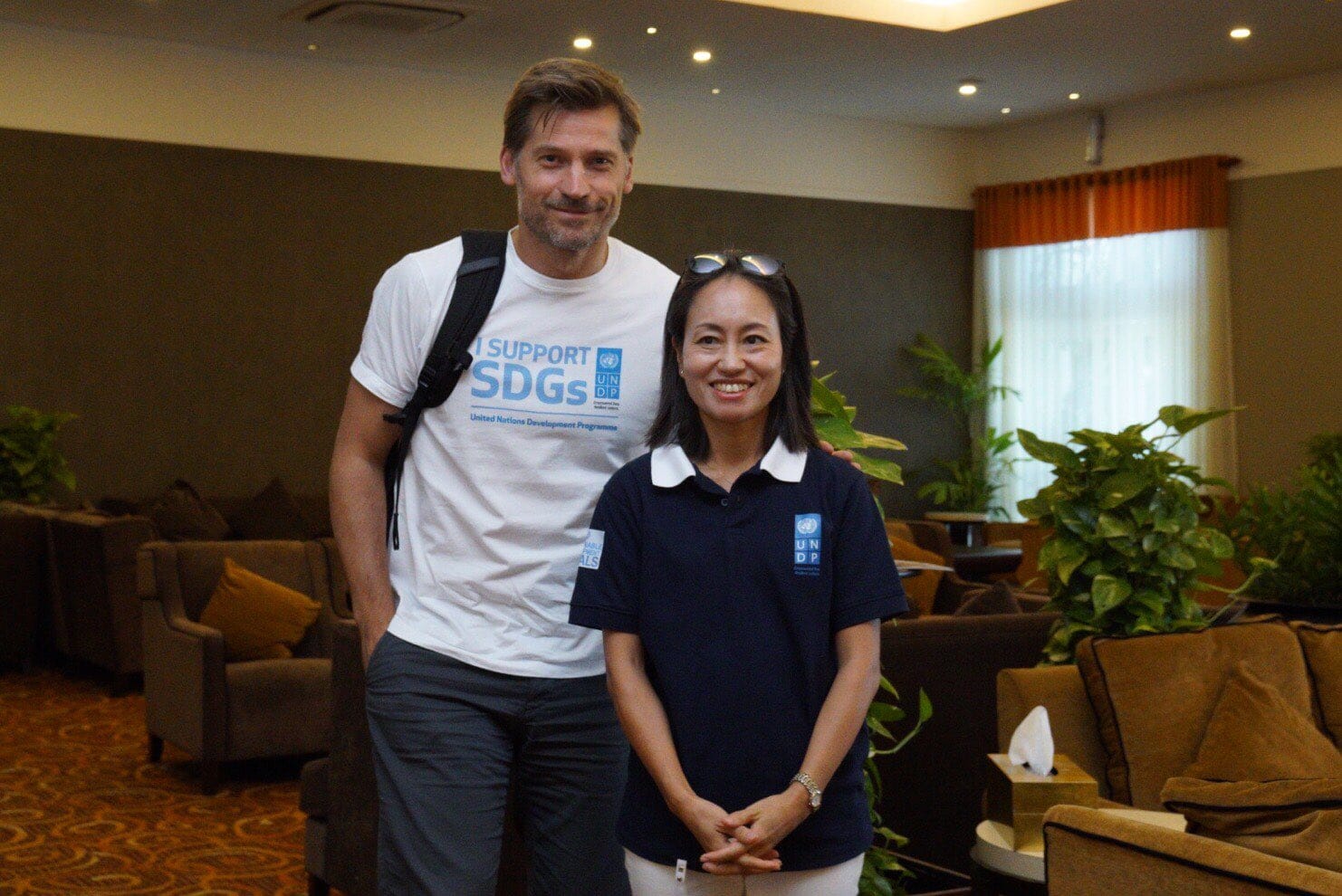 Nikolaj Coster-Waldau with UN Resident Coordinator and UNDP Resident Representative to the Maldives, Shoko Noda