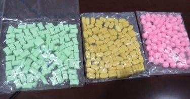The 'ecstasy' pills that were found inside the package that was delivered from Netherlands to an individual in Addu City. PHOTO / MALDIVES CUSTOMS