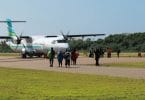 Passengers about to board a Flyme aircraft at Kaadehdhoo Airport. PHOTO/VILLA AIR