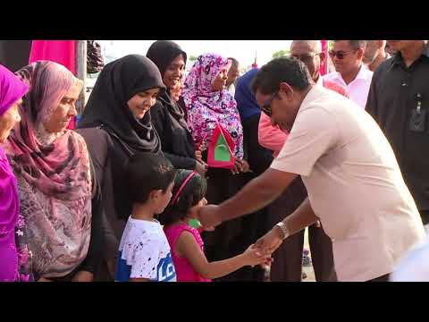 President arrives in Meedhoo, North Maalhosmadulu