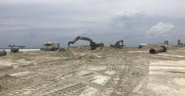 The reclaimed area for the Hulhule-Hulhumale link road. PHOTO/HDC
