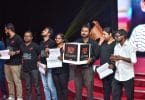 Raajje TV journalists hold peaceful protest against Broadcasting Commission at the Maldives Journalism Awards 2016 held in October 2017. PHOTO/MIHAARU