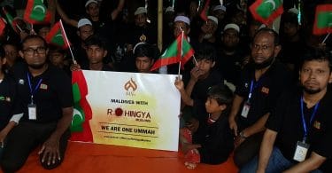 Dr Abdul Majeed Abdul Bari pictured with members of the Islamic Foundation delegation currently in Bangladesh to hand over MVR 1 million to aid the Rohingya refugees. PHOTO/ISLAMIC FOUNDATION