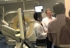 Health Minister Abdulla Nazim views the MRI machine in Tree Top Hospital, Hulhumale. PHOTO: ABDULLA JAMEEL/MIHAARU