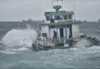 A local boat travels out of the Male harbour in rough seas. PHOTO: NISHAN ALI/MIHAARU