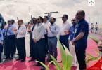President Yameen, with government officials at the inauguration of the new domestic airport, 'Dhaalu Airport', in Kudahuvadhoo, Dhaalu atoll