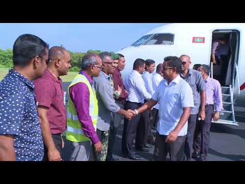 President arrives at Hanimaadhoo Airport, South Thiladhummathi Atoll