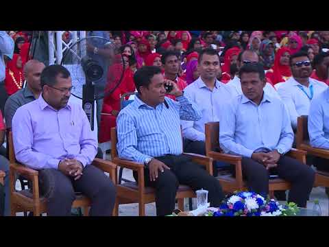 President inaugurates the land reclamation project for Kulhudhuffushi Airport development, and Mahaa Jarraafu