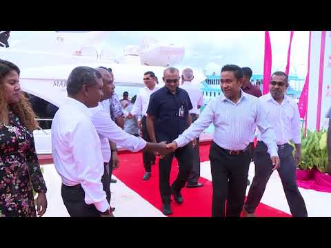 President arrives in Nilandhoo, North Nilandhe Atoll
