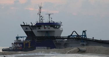 MTCC's dredger "Maha Jarraf" reclaims land for Kulhudhuffushi Airport.