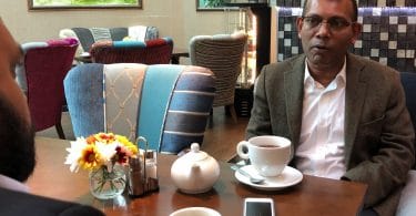 Former president Mohamed Nasheed gives interview to Mihaaru in London. PHOTO/MIHAARU