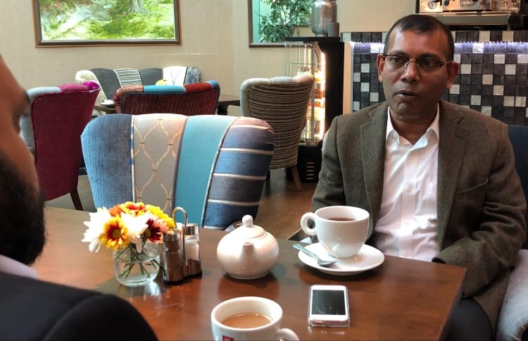 Former president Mohamed Nasheed gives interview to Mihaaru in London. PHOTO/MIHAARU