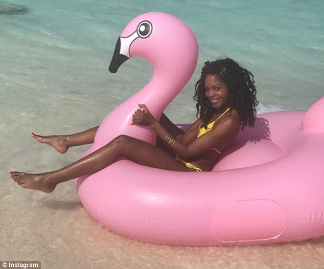 Sexy stuff: She looked a vision as she enjoyed the sun, sea and sand 