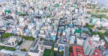 Aerial view of the over crowded Malé