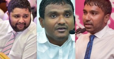 From Left: Machangoalhi-South MP Abdullah Sinan, Thinadhoo-South MP Abdullah Ahmed and Dhangethi MP Ilham Ahmed