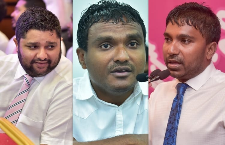 From Left: Machangoalhi-South MP Abdullah Sinan, Thinadhoo-South MP Abdullah Ahmed and Dhangethi MP Ilham Ahmed