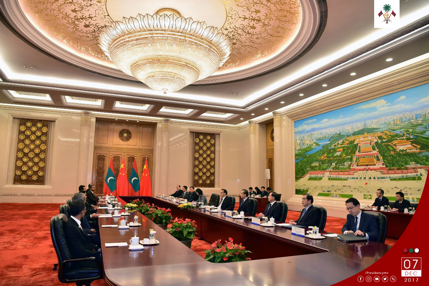 Premier of the State Council of China Li Keqiang calls President Yameen