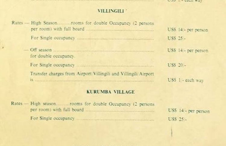 Room rates back then