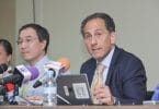 IMF’s Deputy Division Chief Philippe Karam speaks at press conference at the end of IMF's annual visit to Maldives. PHOTO: HUSSAIN WAHEED/MIHAARU