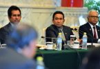President Abdulla Yameen (C) speaks at the Business Leaders Forum during his first state visit to China. PHOTO/PRESIDENT'S OFFICE