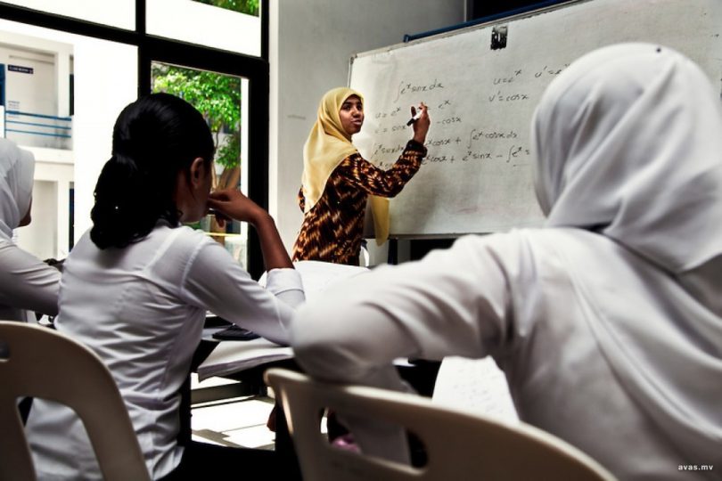 A teacher in class