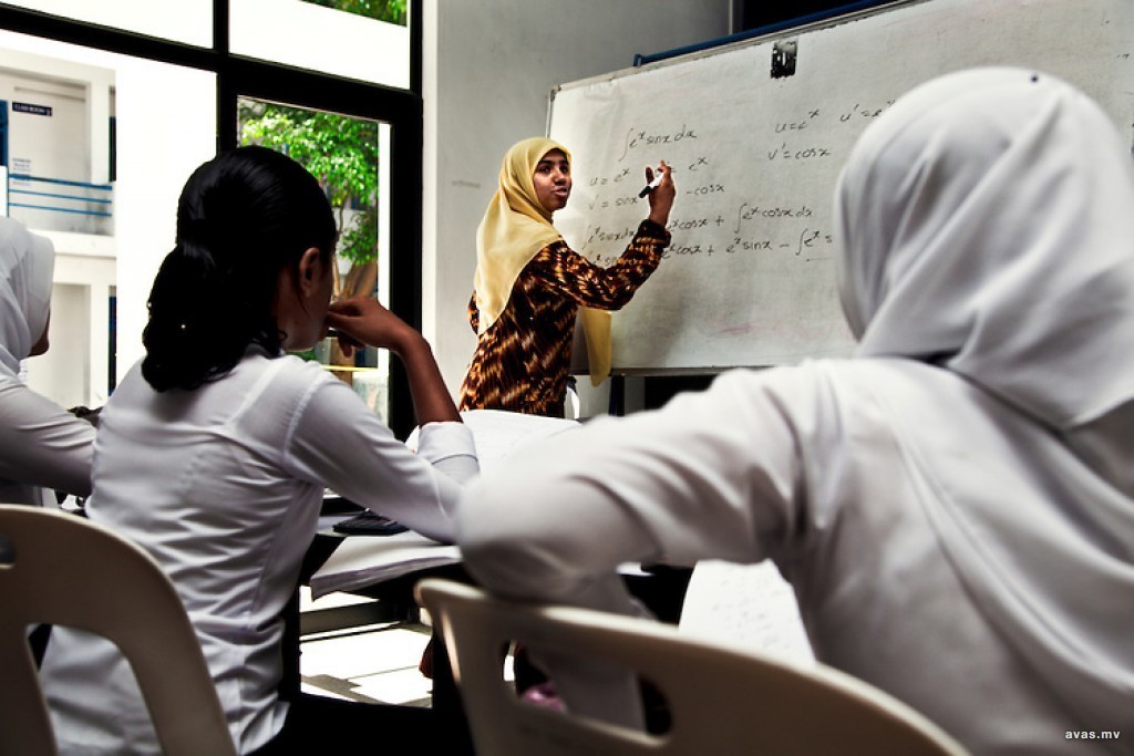 A teacher in class