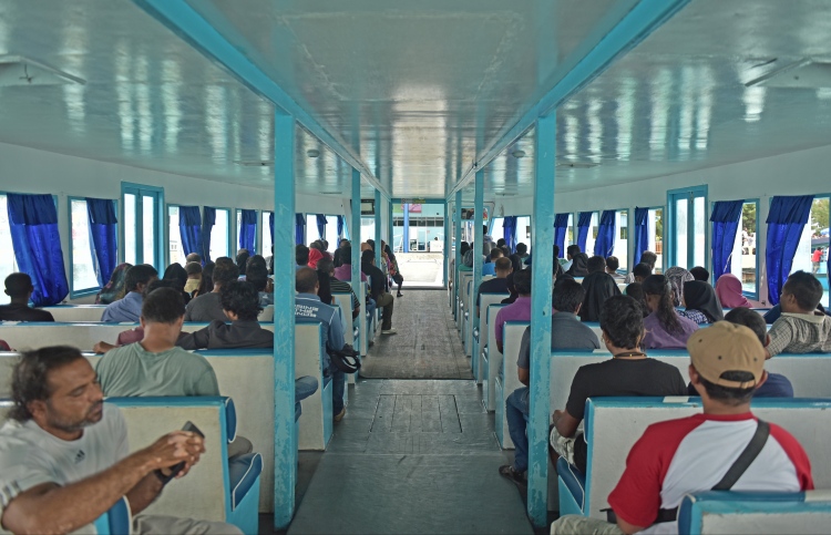 Inside a ferry