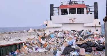 Landing craft used to carry garbage
