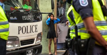 a child near an area police operating