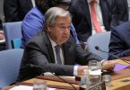 Secretary General of the United Nations Antonio Guterres addresses the United Nations Security Council at the United Nations Headquarters in New York